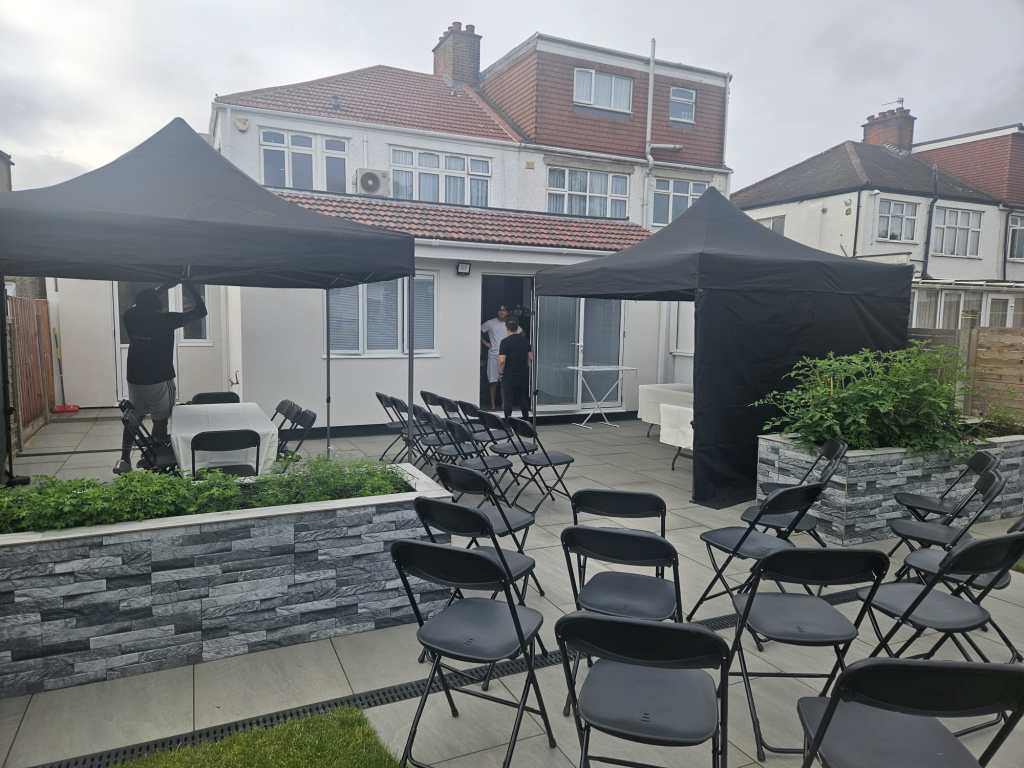 Gazebo and chairs for an outdoor party